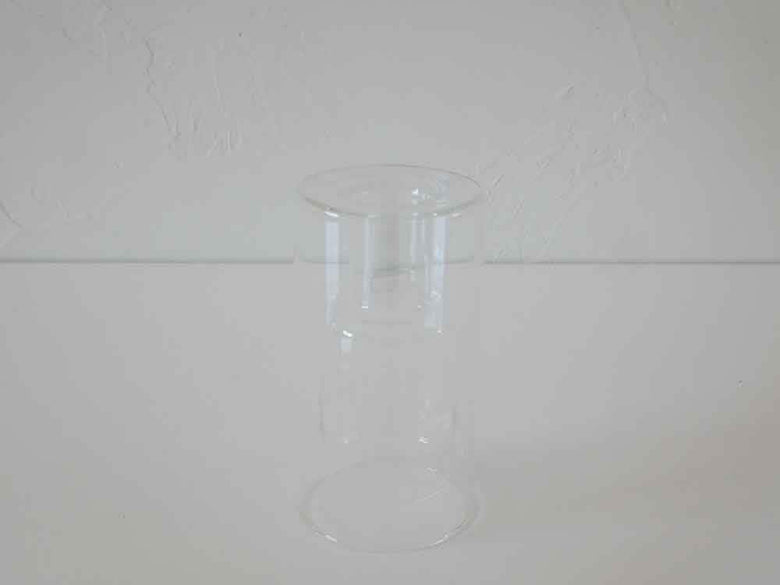 POSH LIVINGの透明ガラス製フロートベース、直径8cm高さ15cmの円筒形デザイン
