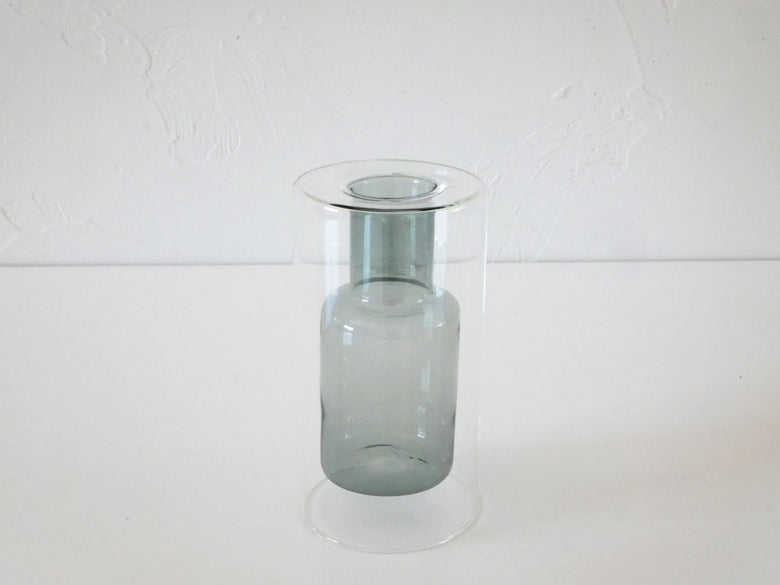 ポッシュリビング製フロートベース、透明ガラスシリンダー型（直径8cm、高さ15cm）