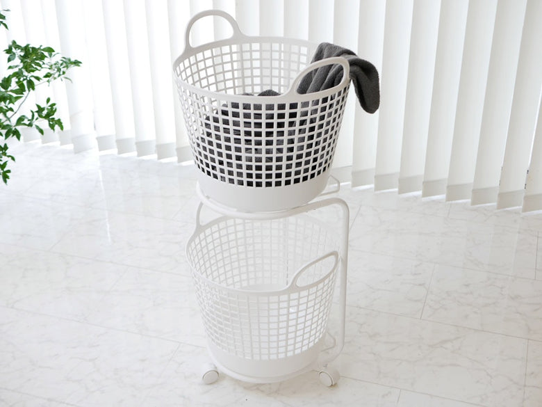 ライクイットの灰色2段ランドリーバスケット