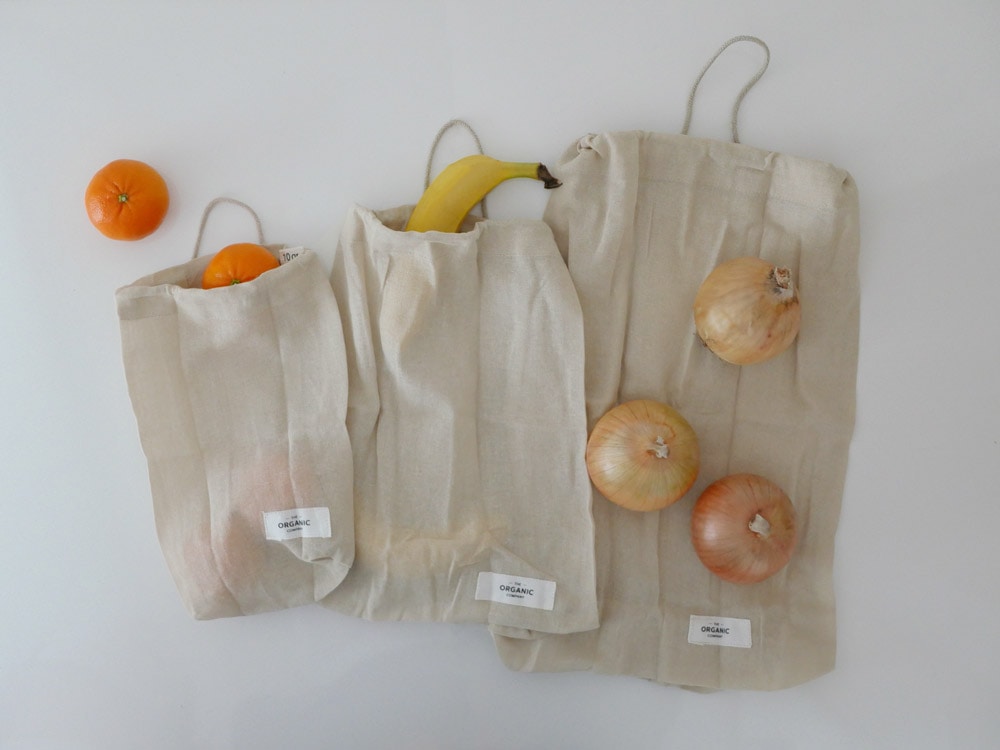 オーガニックコットン製の多用途エコバッグセット