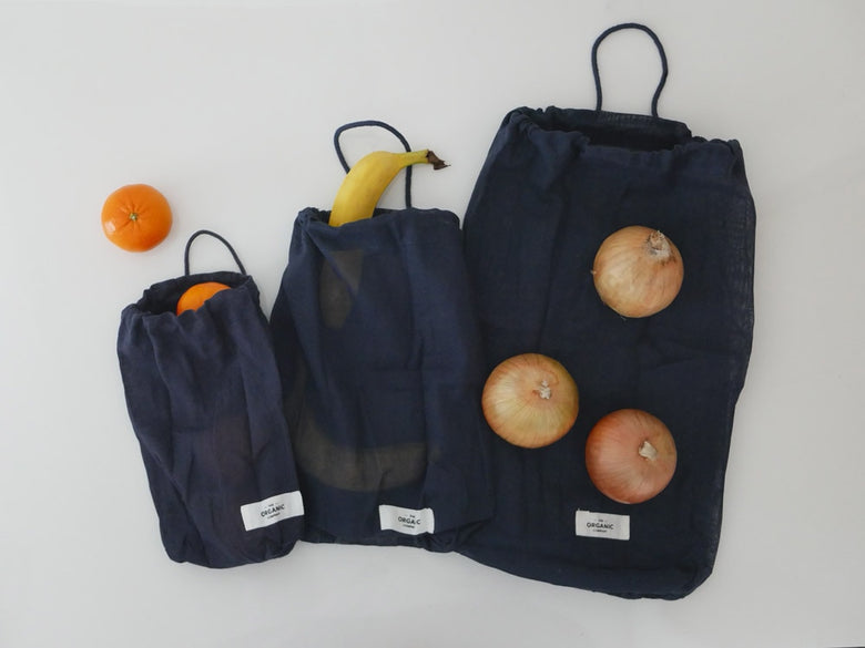 異なるサイズのオーガニックコットンバッグセット