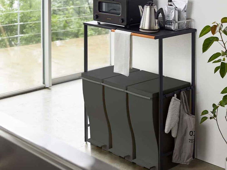 YAMAZAKI/tower 伸縮ゴミ箱用スチール棚