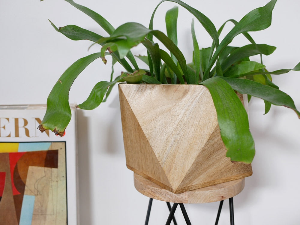 マンゴー木製のポリゴンポットカバーと植木鉢