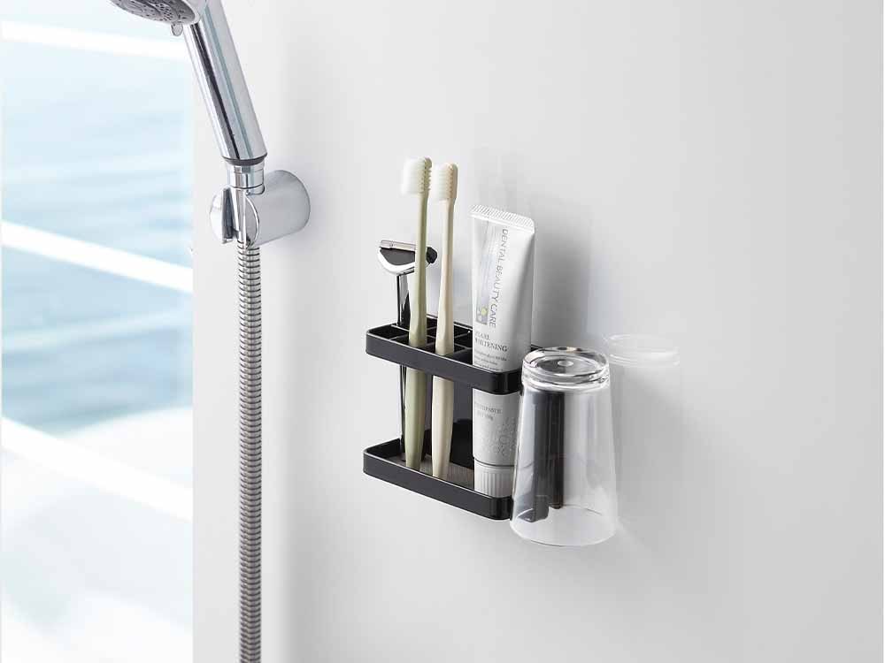 スチール製マグネット付きタワー型歯ブラシスタンド