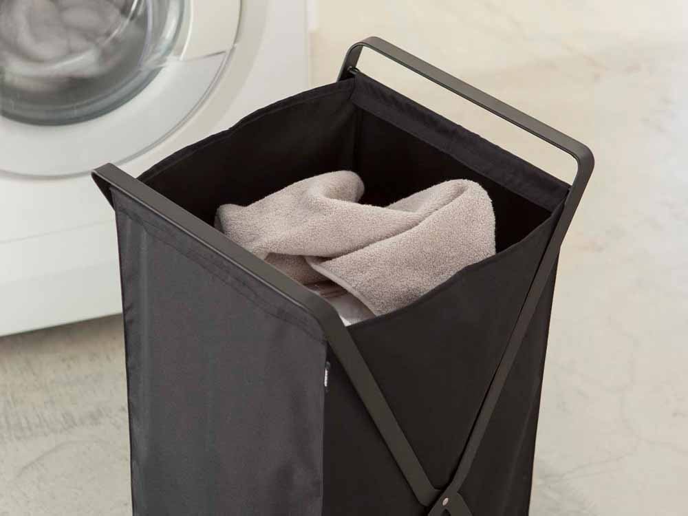 【tower/タワー】YAMAZAKI製プラスチックランドリーバスケット、ハンドル付きで収納に便利