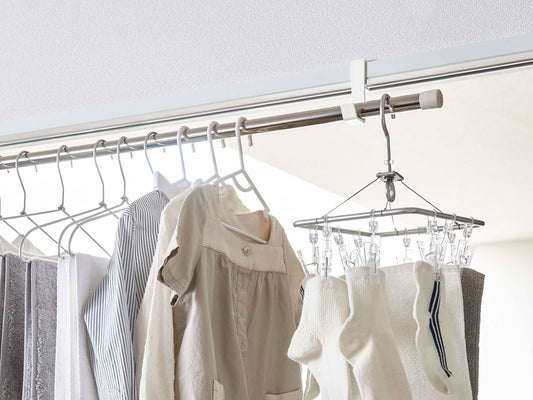 tower室内用スチール物干しポールホルダー2個組