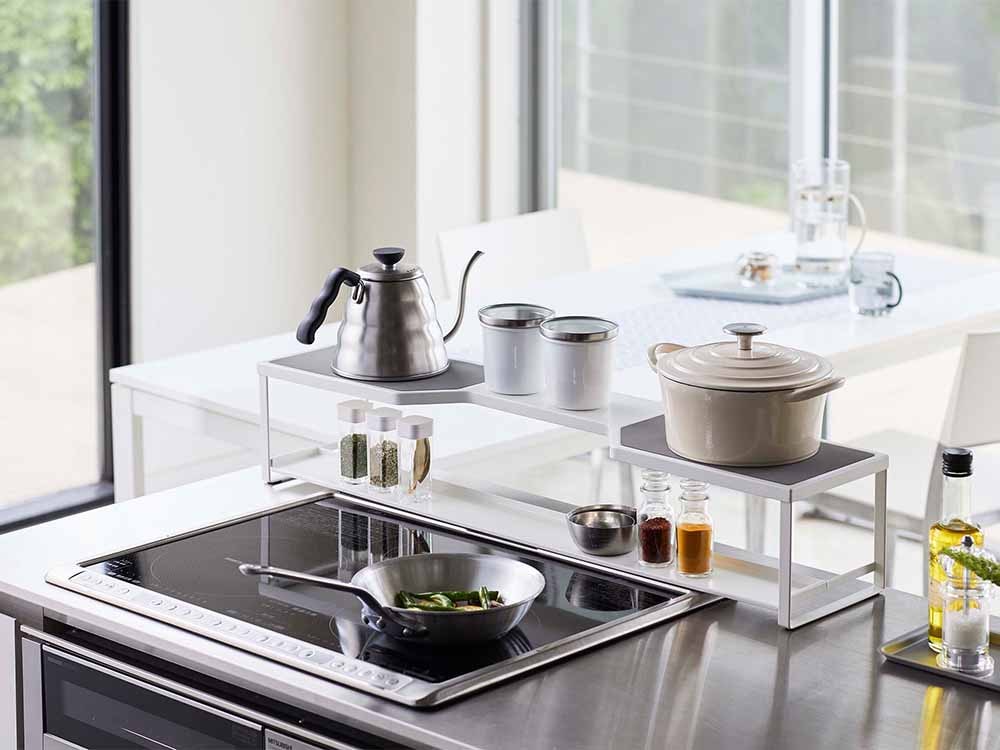 Yamazaki/Plateのコンロ奥ラック 排気口カバー付き