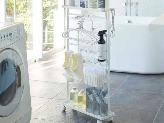 スチール製タワー洗濯用品収納ワゴンの全体像