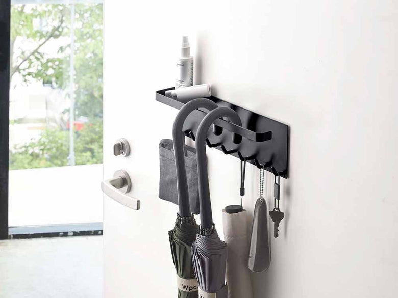 Yamazaki/tower製トレー付き銀色マグネットアンブレラホルダー