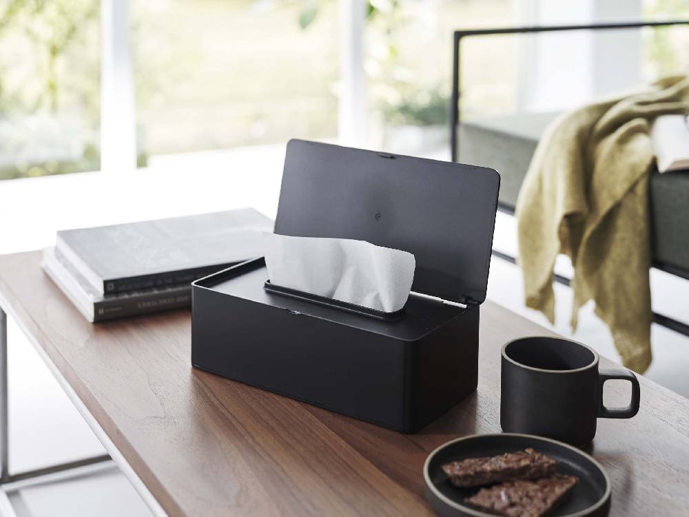 Yamazakiタワーの蓋付きプラスチックティッシュケース