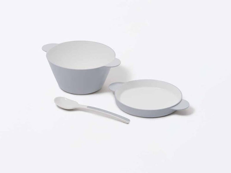 キッズ用黄色スープボウルとスプーンのセット