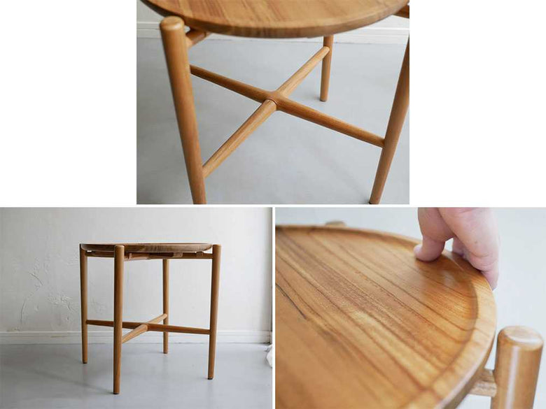 チーク材の折りたたみ可能なサイドテーブル