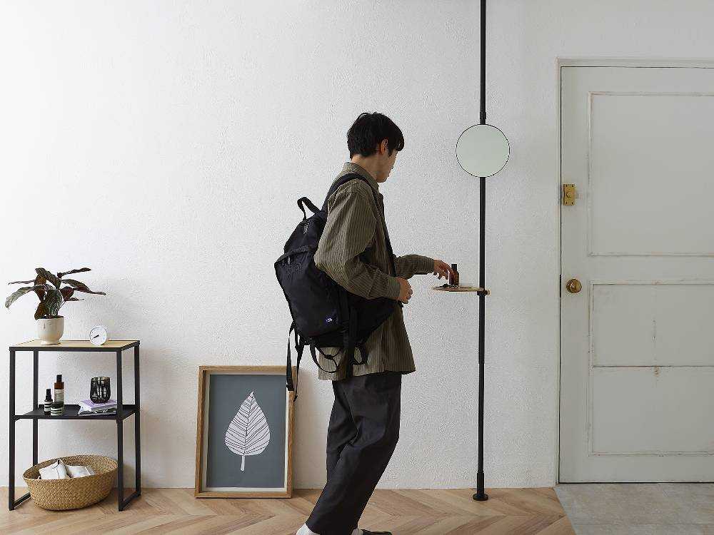 ドローアライン023ミラー、縦置き専用鉄製ガラス鏡