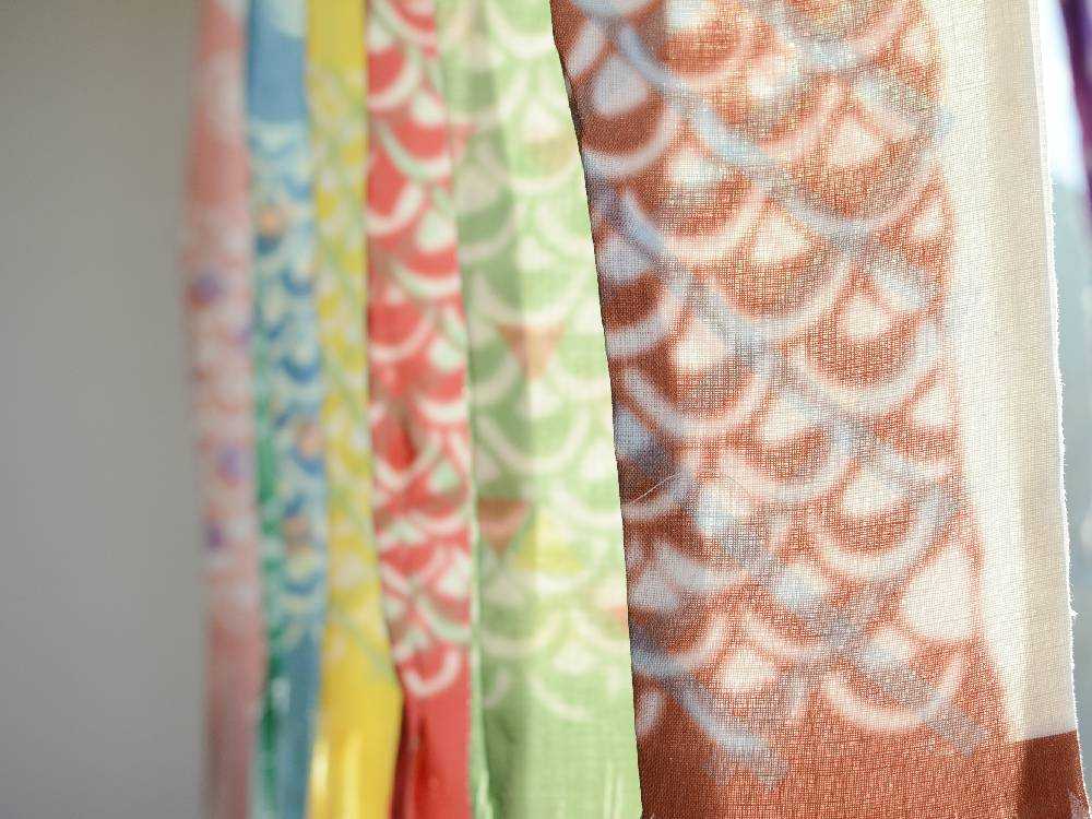 Le vent KOINOBORIの青、ピンク、淡緑の鯉のぼり3色セット