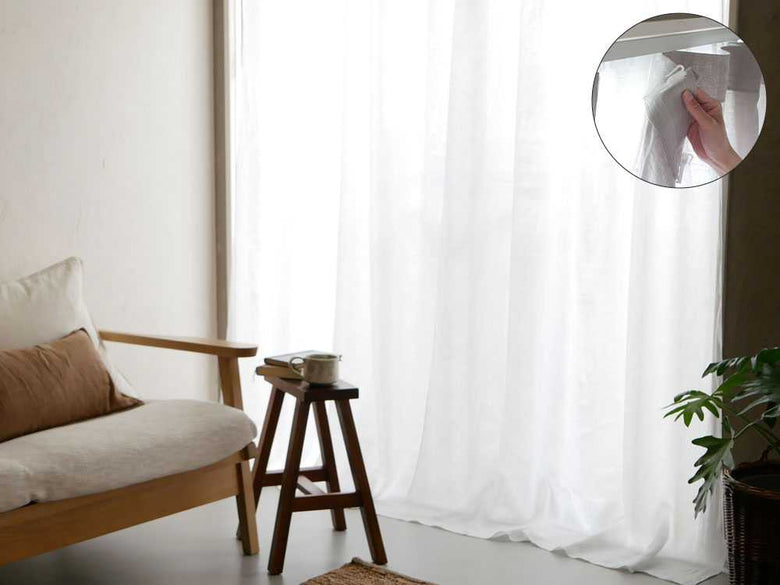 【natsusobiku】リネンレースカーテン2枚組