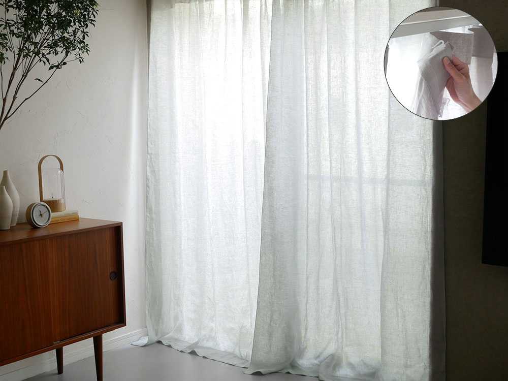 【natsusobiku】リネンレースカーテン2枚組