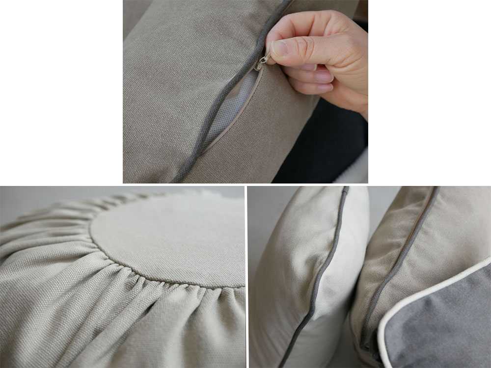 グレーのリネン質感のキャンバスクッション