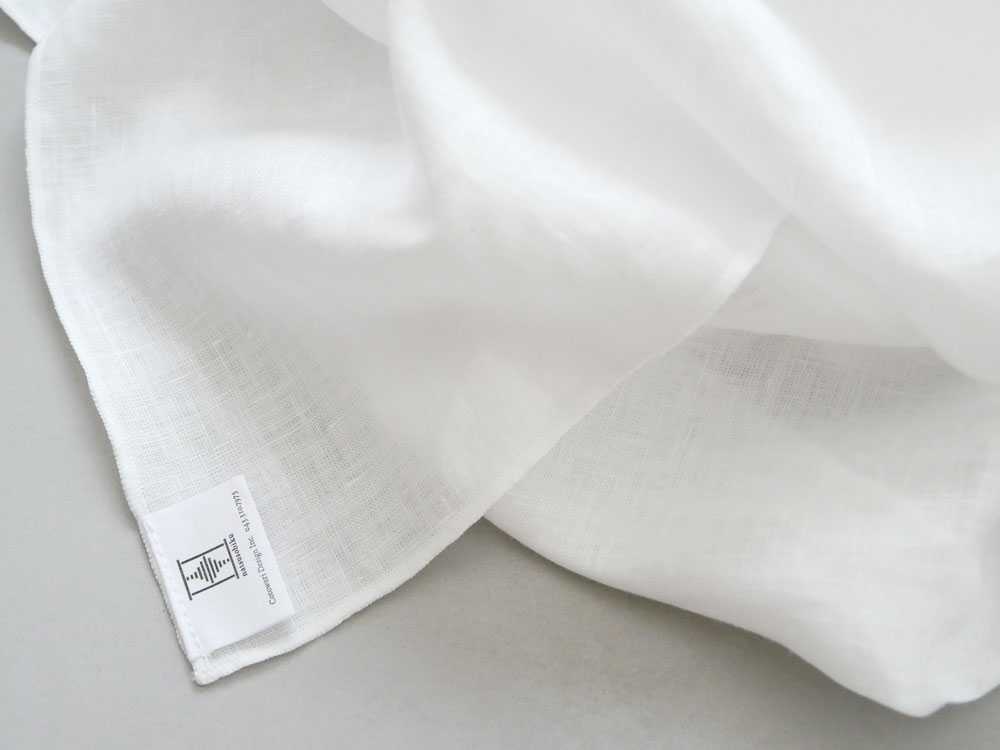 白い麻100％リネンレースカーテン2枚組