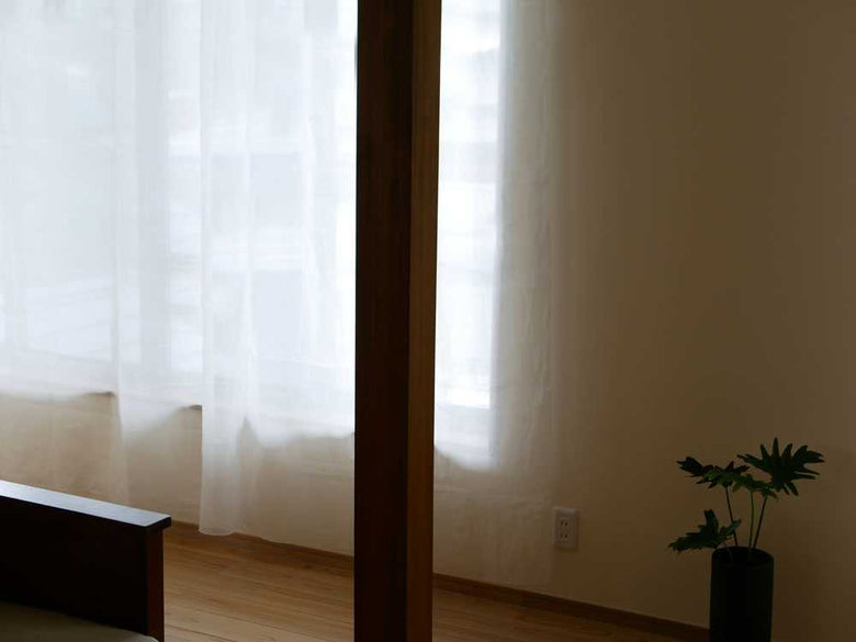 麻100%の透明感あるレースカーテン2枚セット