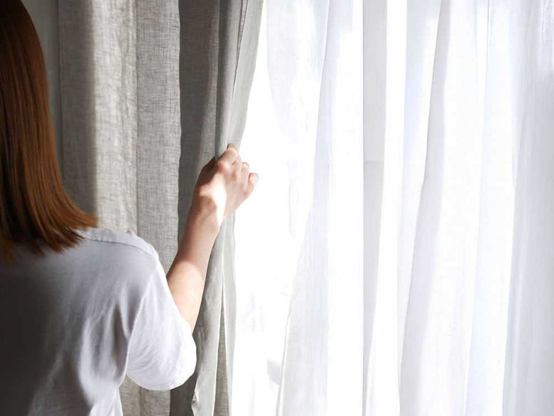 麻製リネンレースカーテン2枚セット