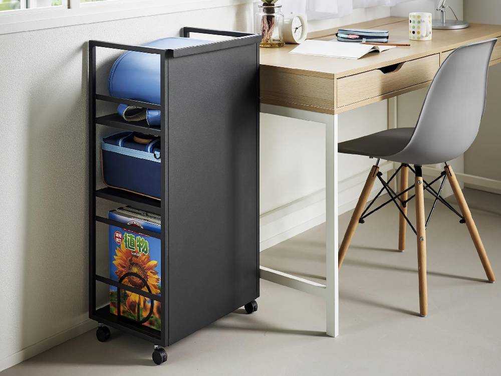 キャスター付きスチール製タワー目隠しワゴン