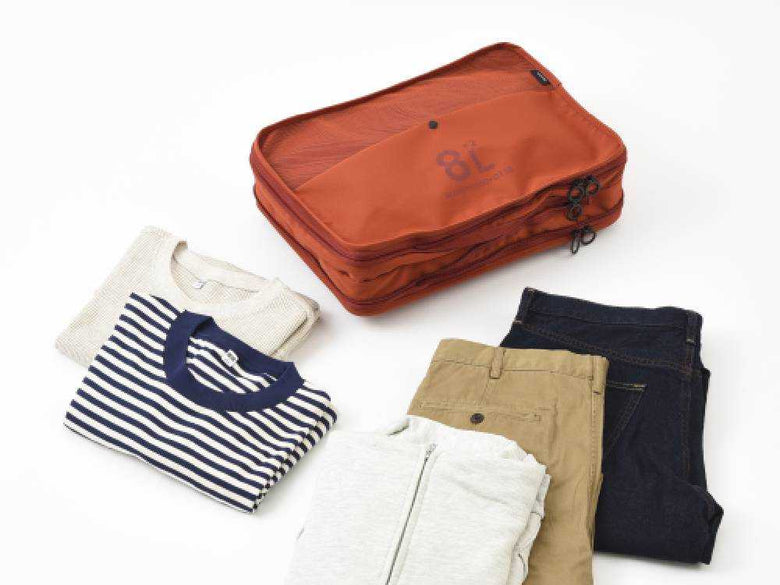 デニム製ダブルポケットバッグ