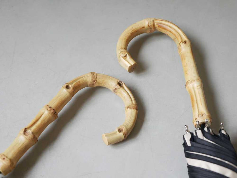 自然素材のパイプ杖を持って歩く子供の姿