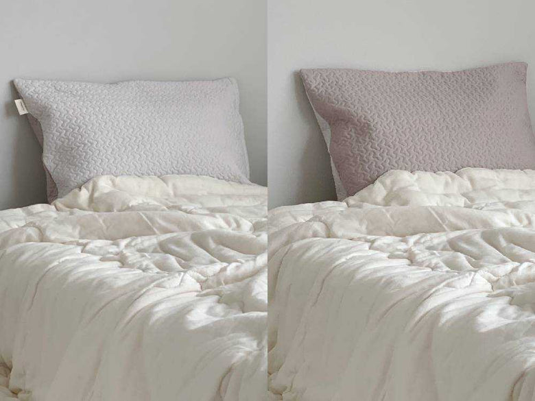 ココマニオーガニックコットンリバーシブル枕カバーホワイト×ベージュ