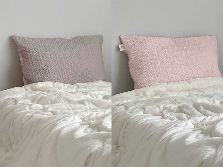 ココマニ リバーシブル枕カバー 白とベージュ