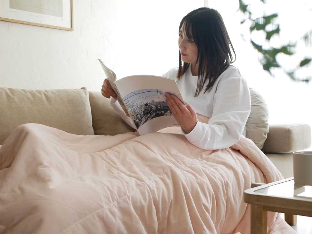 ココマニ リバーシブルアイスコットン薄掛け布団 ホワイト×ベージュ