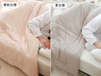 ココマニのアイスコットン薄掛け布団がベッドに掛かっている
