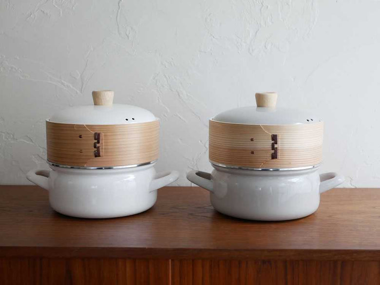 FUJIHOROの18cmホーロー鍋とせいろセット