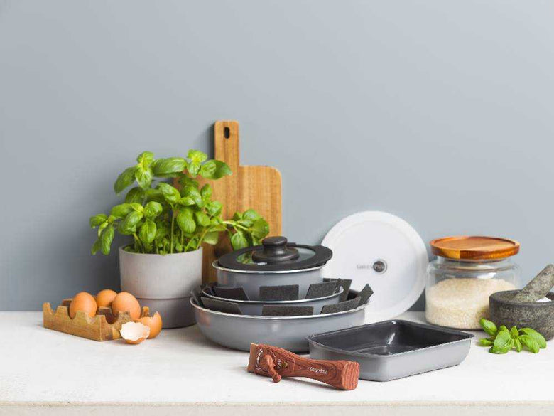 取っ手が外せるグリーンパンクリックシェフ調理器具