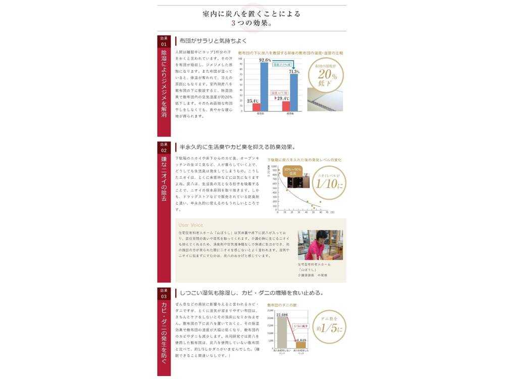 調湿木炭 炭八の小袋と3Lサイズ