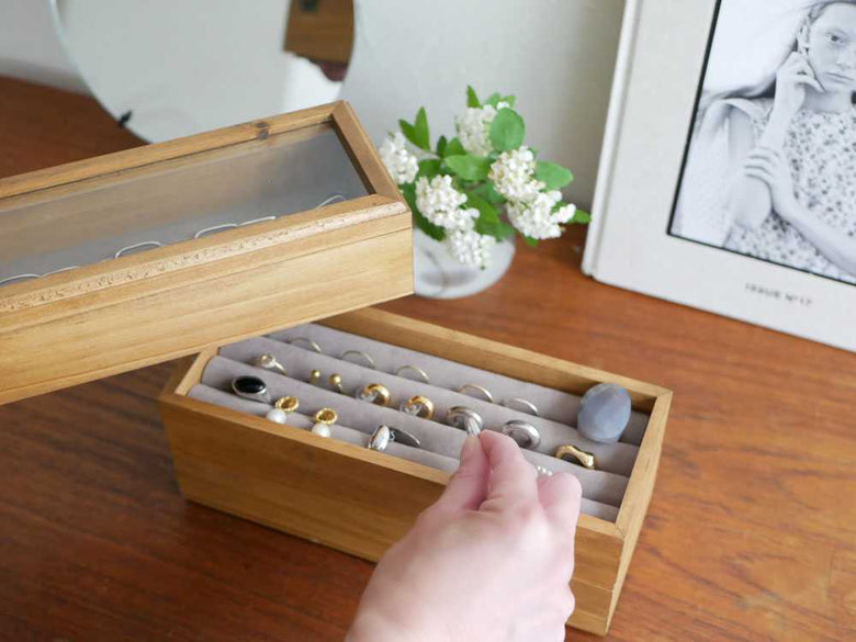天然木パインの3段アクセサリーケース