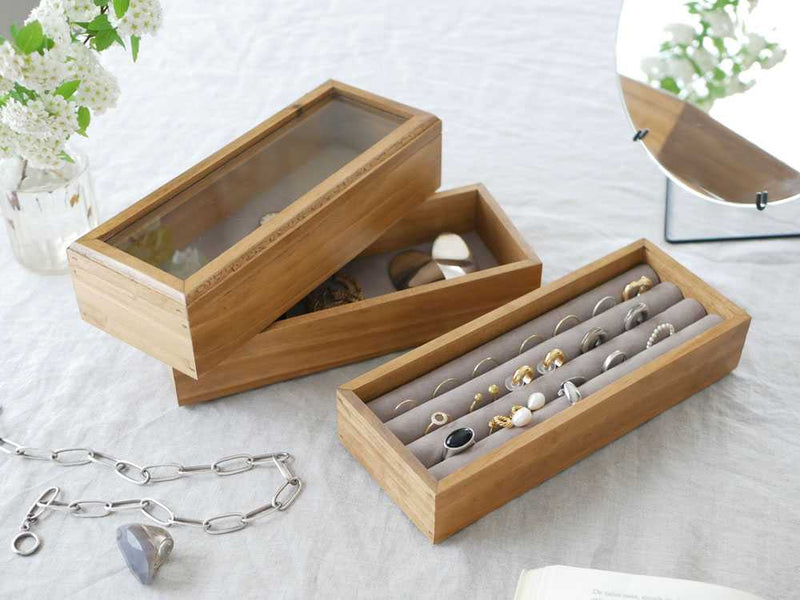 クレエの天然木パインアクセサリーケース
