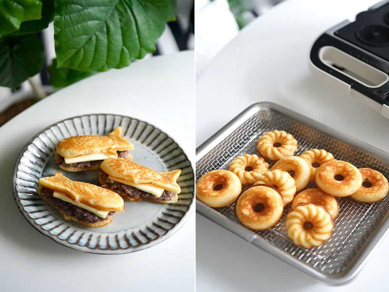 ビタントニオのワッフル＆ホットサンドベーカーと調理中の食材