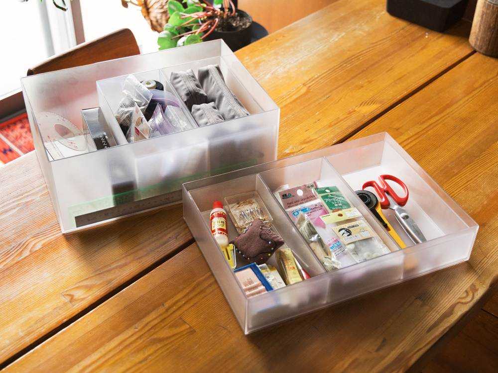 クリアとグレーのタイディアップボックスセット