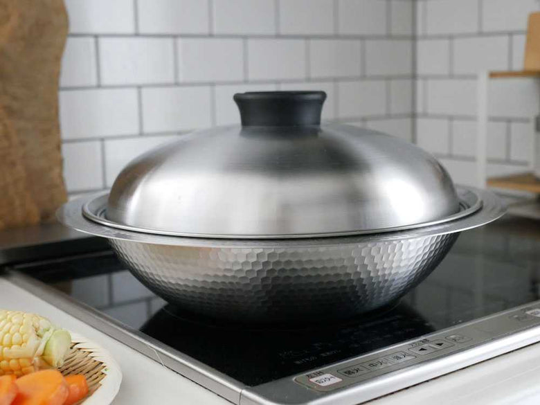 《蒸し器セット》【Arnest/アーネスト】とにかく洗いやすいステンレス卓上鍋/のせるだけ蒸し器