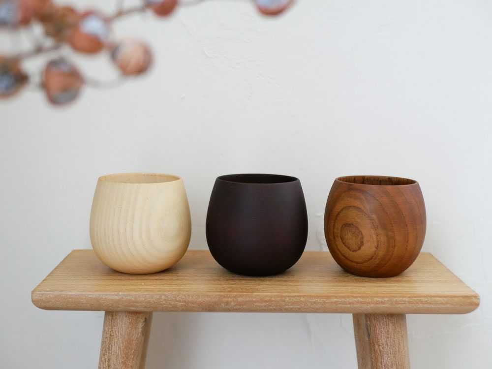 食洗機対応の天然木カップセット