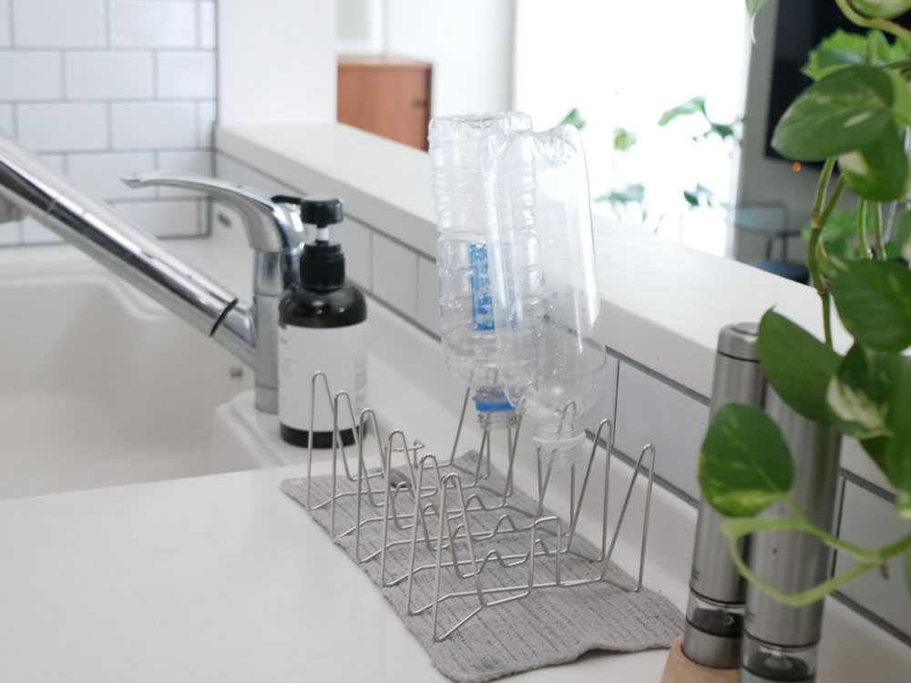 loplooopルプループの縮む水切りラックとボトルスタンド