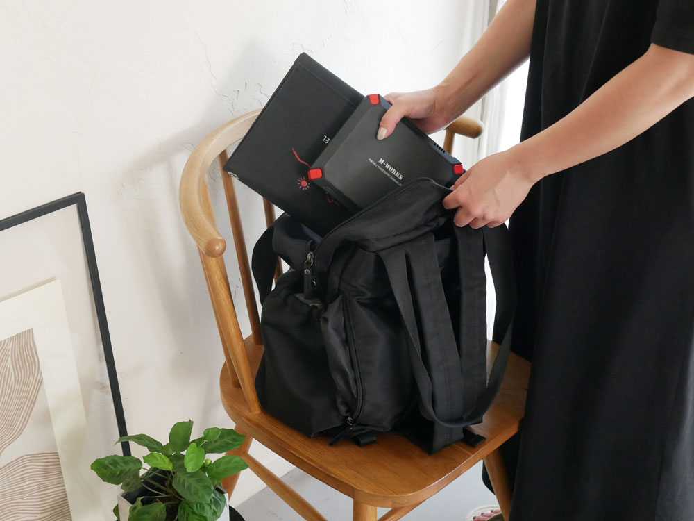 ソーラーパネル付きポータブル電源のバッグ