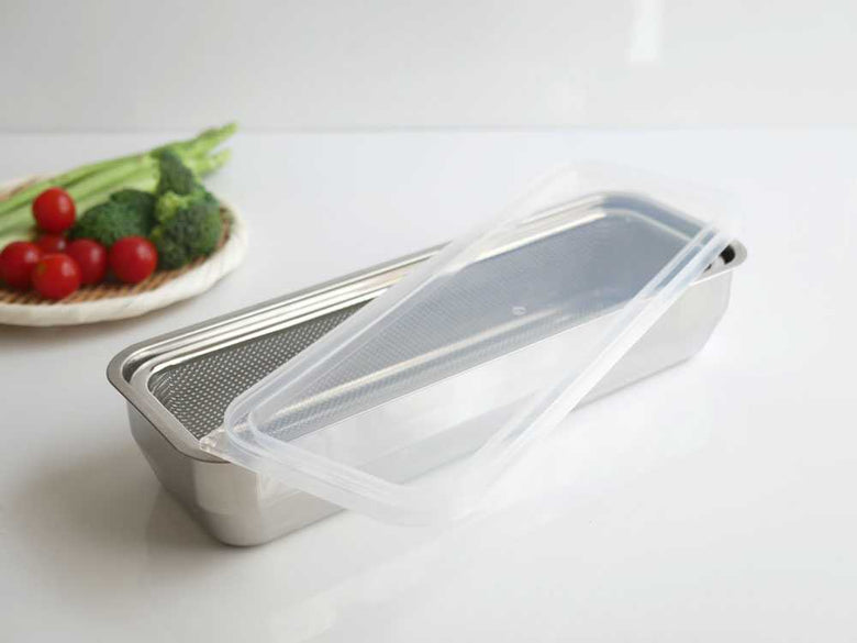 【Arnest/アーネスト】1/2スリムサイズ お料理はかどる蓋付き角バット・角ザル