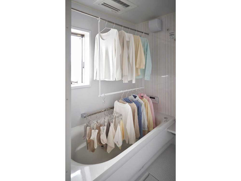 タワー型折り畳み伸縮2段物干しハンガー