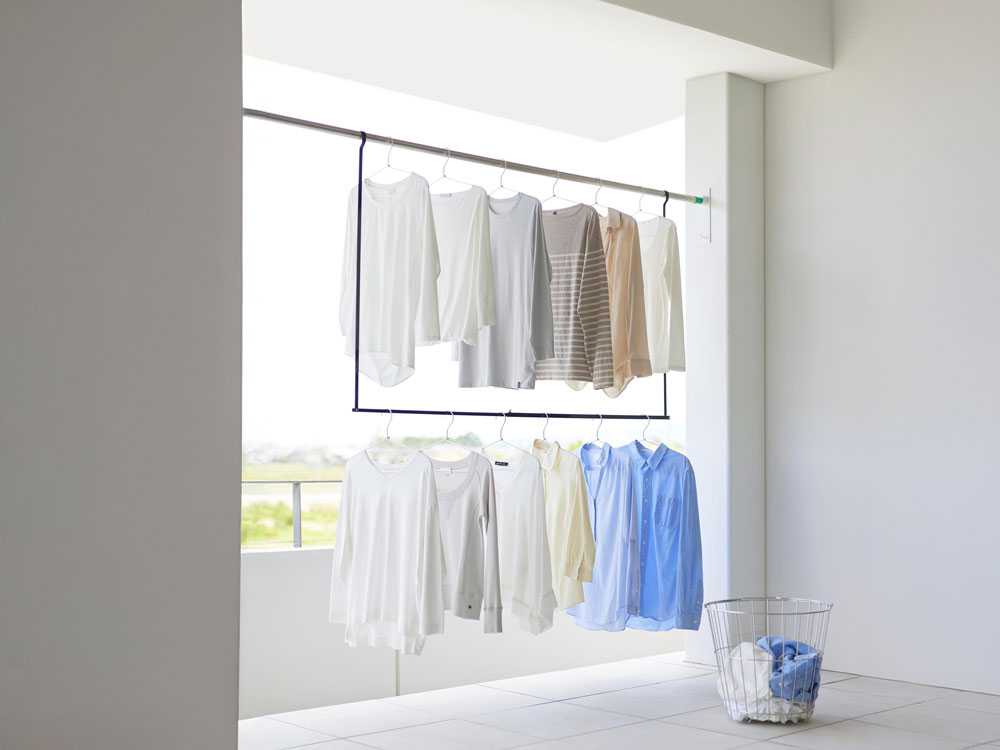 【tower/タワー】折り畳み伸縮物干し2段ハンガー