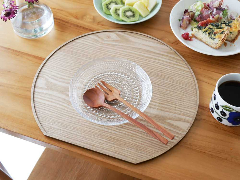 《2枚組》【HinataLife】スタッキングできる天然木の半月膳