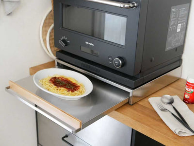 【rooris/ルーティス】天然木×ステンレス製 家電下スライドテーブル