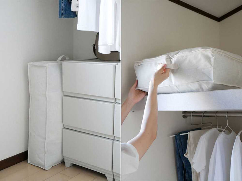 羽毛布団収納ケースと除湿シートのセット