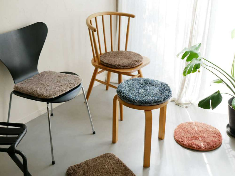 洗えるカフェブラウンの低反発シャギーチェアパッド