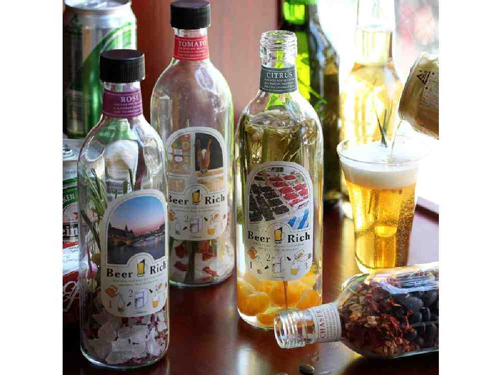 ビアリッチのガラスボトルとラベル